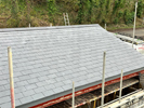Canadian Glyndyne Slate roof with clay ridge tile in the New Forest by Harris Roofing Limited