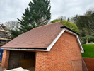Double Garage with machine made tiles in the New Forest by Harris Roofing Limited